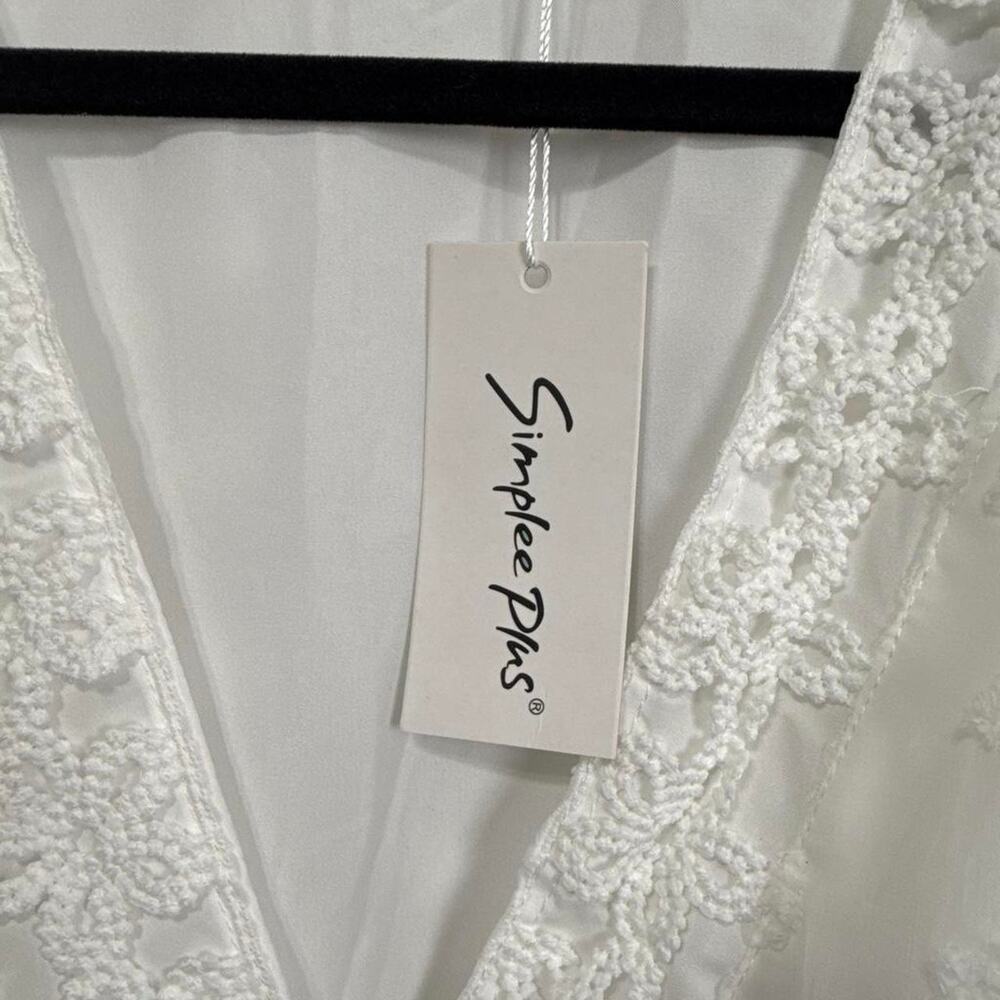 Simplee Plus White Swill Dot Lace Dress 2xl - Picture 3 of 5